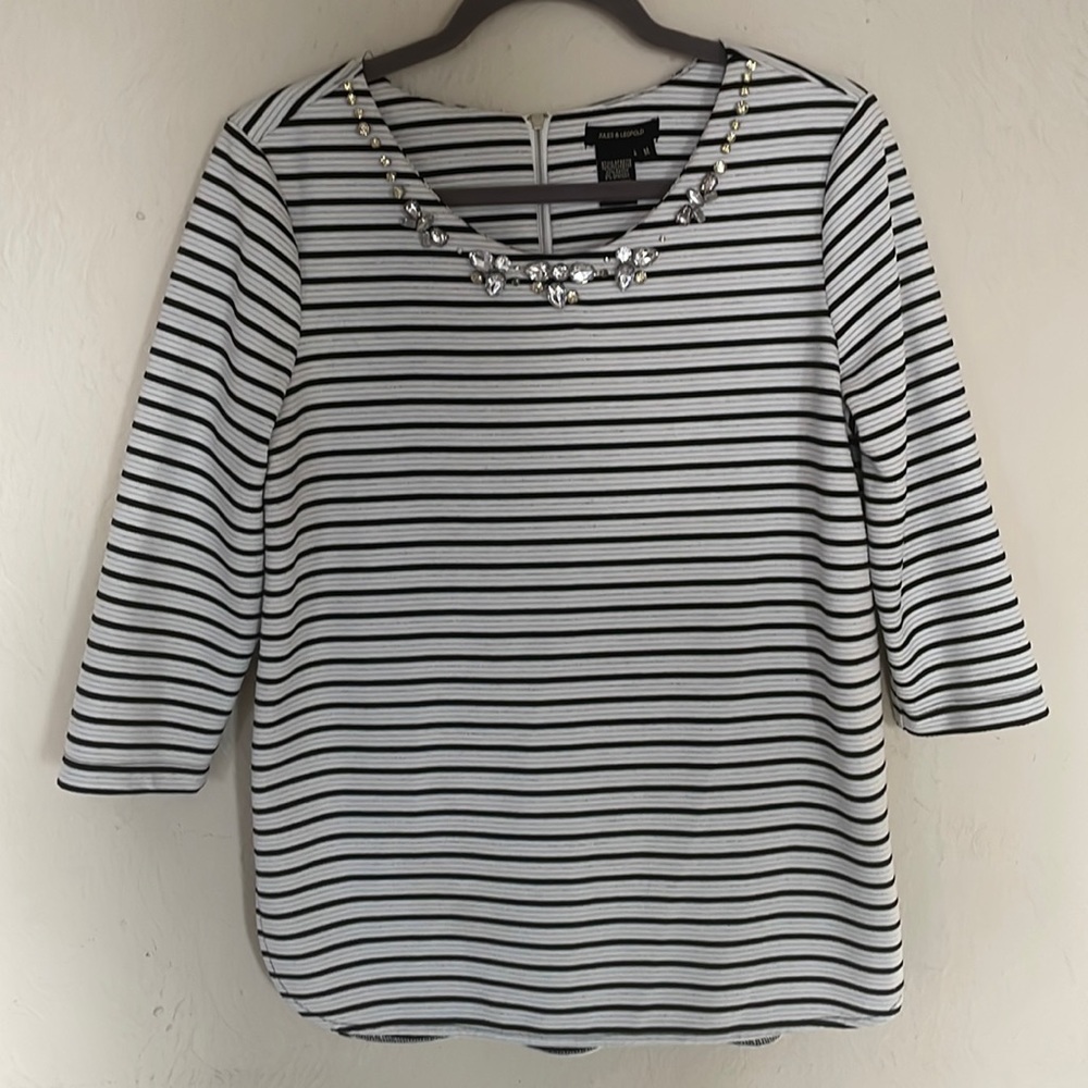 black & white striped top